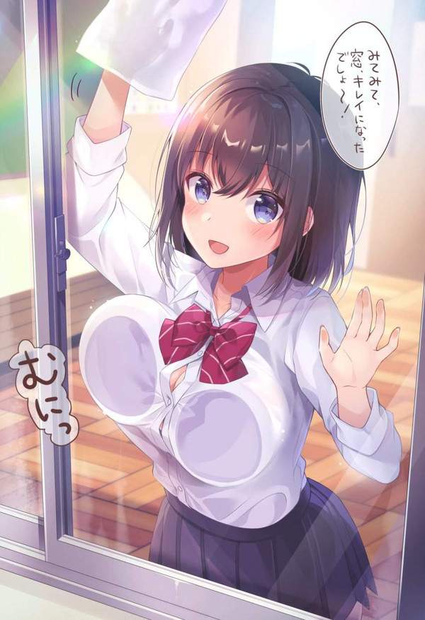 【清掃の日】教室や廊下の掃除をするJK達の二次エロ画像【8枚目】