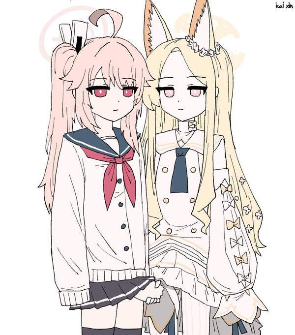 【ウィンクの日】無表情で立っている２人の女子の二次エロ画像【40枚目】