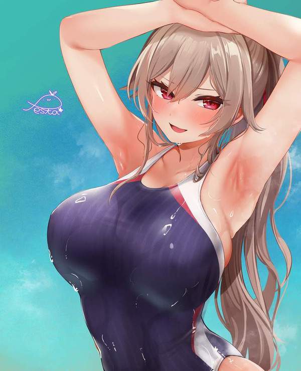 【一生ネットの宝物】両腕を頭の後ろに回して両ワキ見せてくれる女子達の二次エロ画像【23枚目】